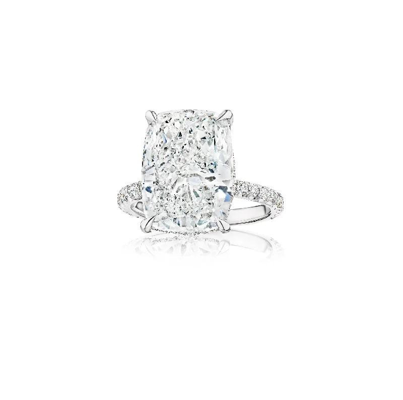 Fink's Exclusive Cushion Diamond with Hidden Halo Engagement Ring in Platinum