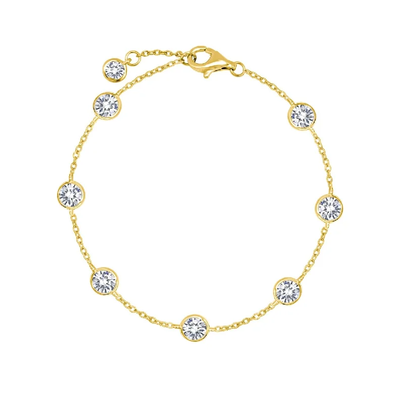 Crislu 18KT Yellow Gold Plated Sterling Silver Cubic Zirconia 10-inch Anklet