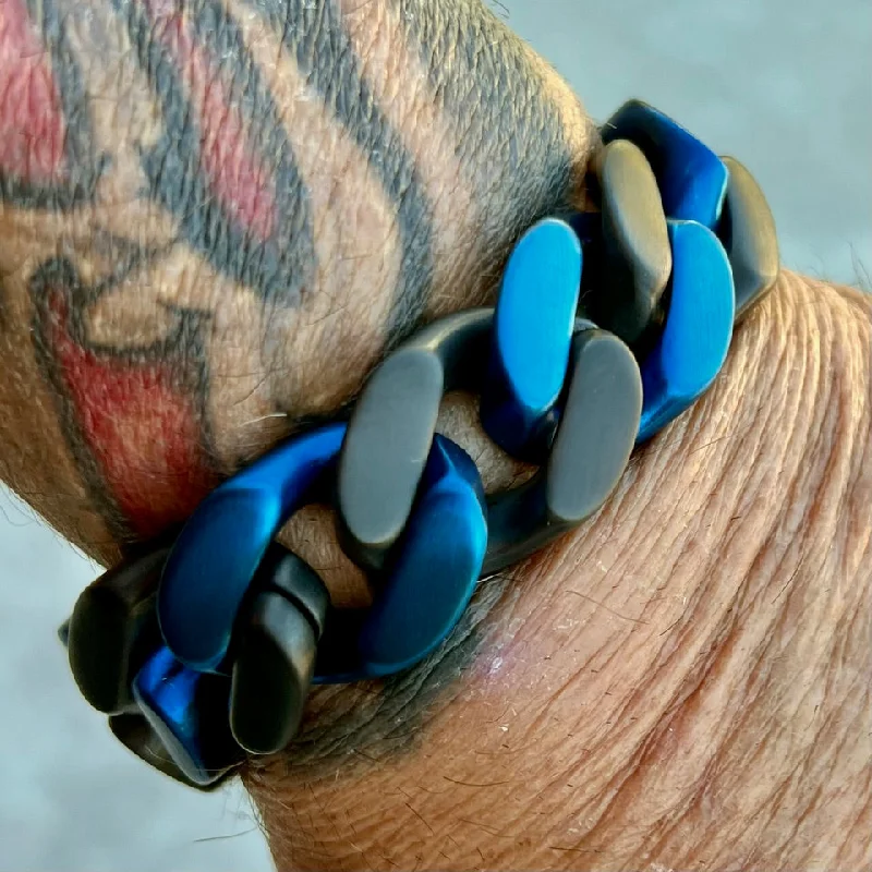 NEW - Bagger Bracelet - "EASY BIKER" - Blue/Black - 3/4 Inch wide - B162