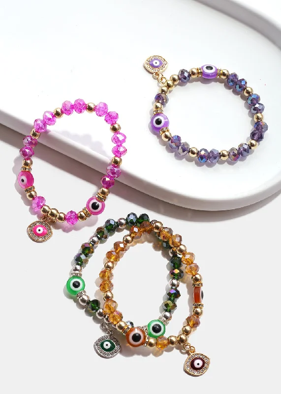 Colorful Evil Eye Bracelet & Earring Set