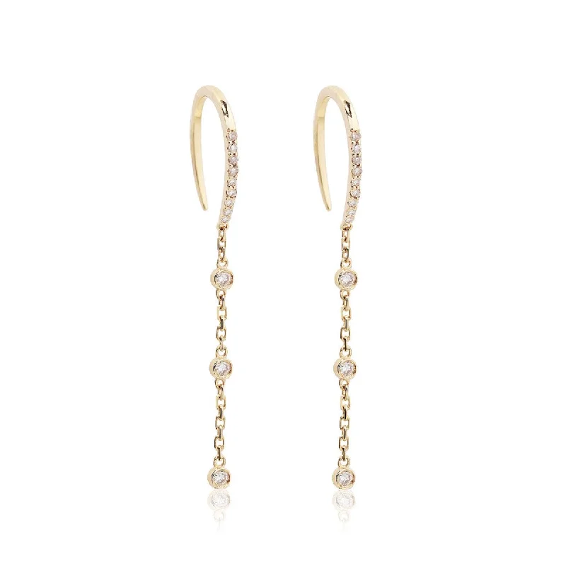 Micro Pavé Diamond Drop Threader Earrings