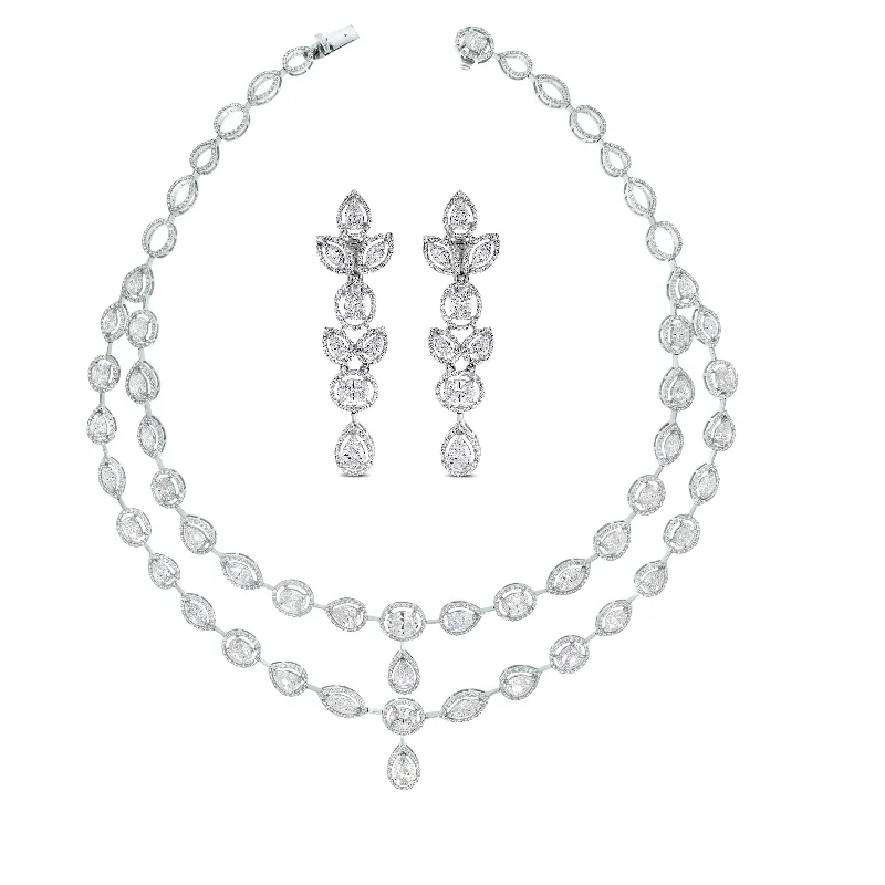 Tara Diamond Necklace & Earrings Suite (31.33 ct Diamonds) in White Gold