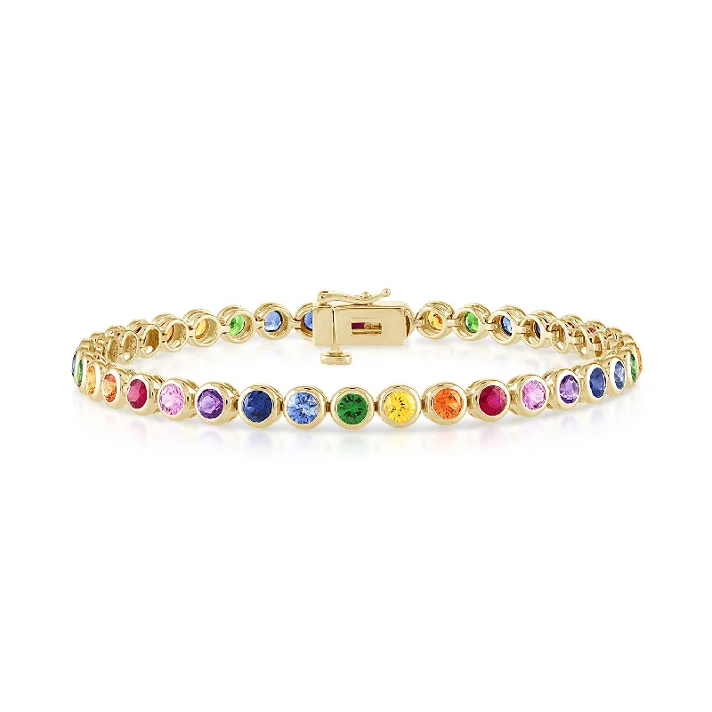 Bezel Set Rainbow Tennis Bracelet