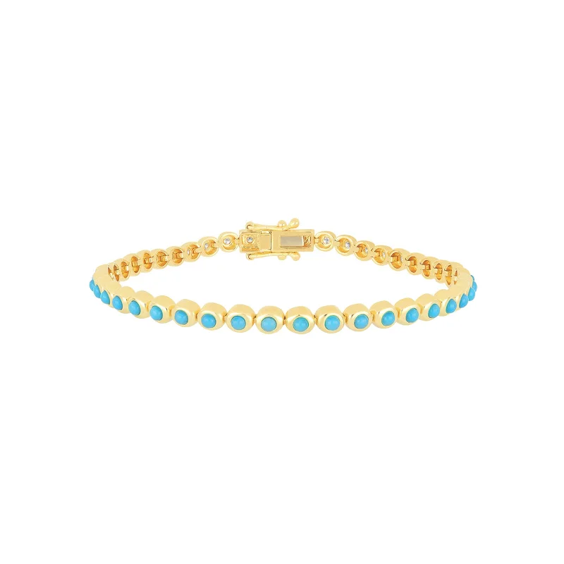 Pillow Eternity Bracelet -  Turquoise and Diamond