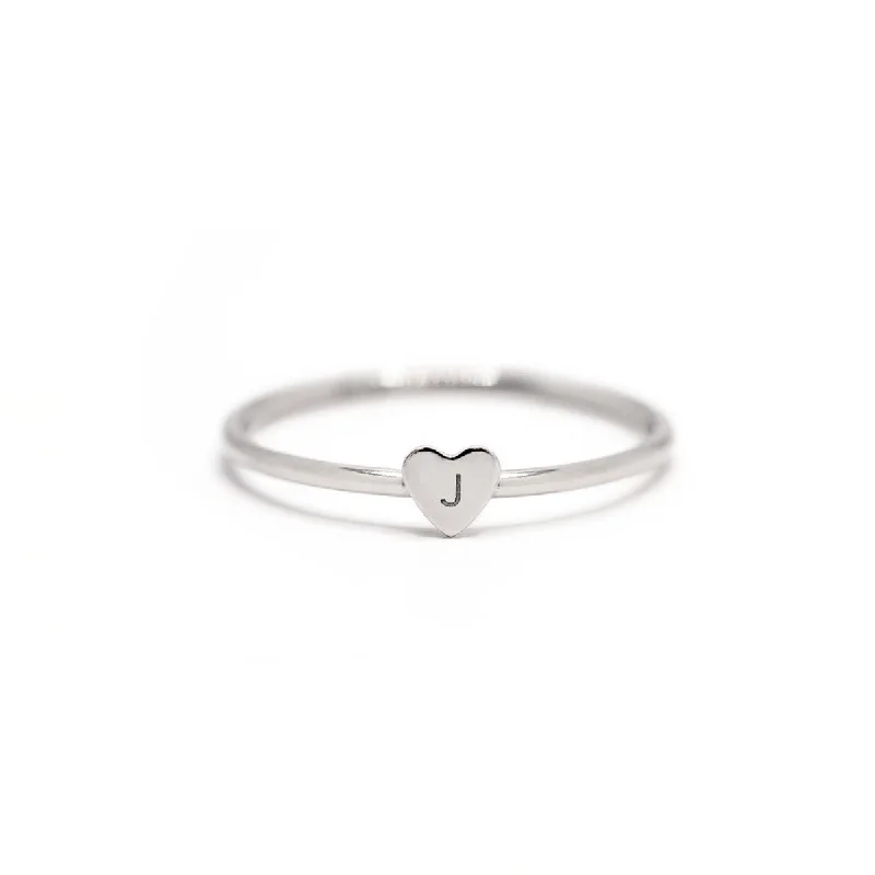 Tiny Heart Initial Ring